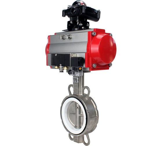 Затвор DN.ru 316L-316L-PTFE Ду300 Ру16 с пневмоприводом, пневмораспределителем, БКВ D050-00190