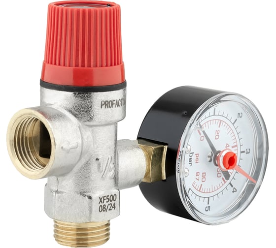 Клапан предохранительный PROFACTOR с манометром в/н 1/2, 3 бар PF BS 577-3
