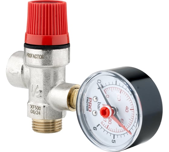Клапан предохранительный PROFACTOR с манометром в/н 1/2, 3 бар PF BS 577-3
