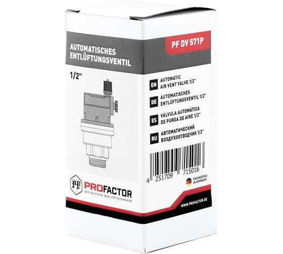 Воздухоотводчик автоматический вертикальный PROFACTOR 1/2 PF DV 571P