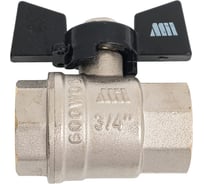 Шаровой кран Millennium латунный,никилерованный для воды 3/4" внутренняя/внутренняя резьба ручка-бабочка KVBFF3434