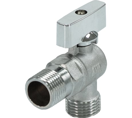 Шаровой кран угловой 1/2×3/4 наружная/наружная резьба латунный никелированный для воды Millennium KVUS3412