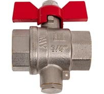 Шаровой кран Millennium латунный,никилерованный для подключения датчика температуры 3/4 внутренняя/внутренняя резьба KPDT3410