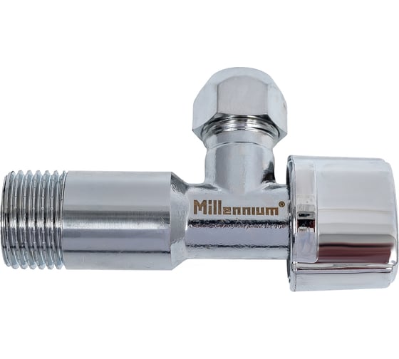 Шаровой кран Millennium латунный,никилерованный угловой с цангой для воды 1/2x3/8 наружная /наружная резьба KVCC1238