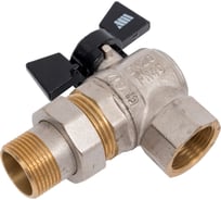 Шаровой кран угловой 3/4" внутренняя/наружная резьба латунный никелированный с накидной гайкой для воды ручка-бабочка Millennium KVBGU3434