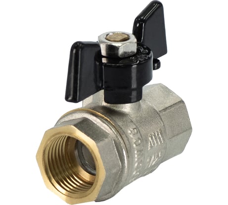 Шаровой кран Millennium латунный,никилерованный для воды 1" внутренняя/внутренняя ручка-бабочка KVBFF1010