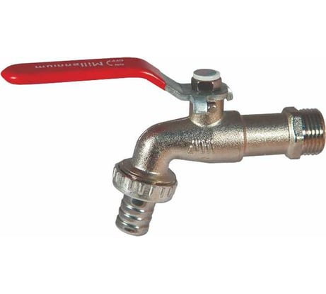 Шаровой кран Millennium латунный, никилерованный водоразборный для воды 1/2 наружная/наружная резьба KVSS0012