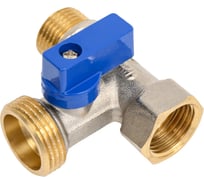 Шаровой кран 1/2×3/4×1/2 наружная/наружная/наружная резьба латунный никелированный для бытовых приборов Millennium KVTS3412