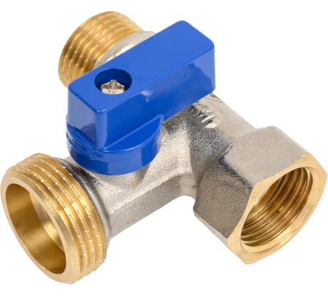 Шаровой кран 1/2×3/4×1/2 наружная/наружная/наружная резьба латунный никелированный для бытовых приборов Millennium KVTS3412