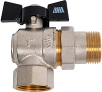 Шаровой кран Millennium латунный,никилерованный угловой с накидной гайкой для воды 1 внутренняя/наружная резьба ручка-бабочка KVBGU1010