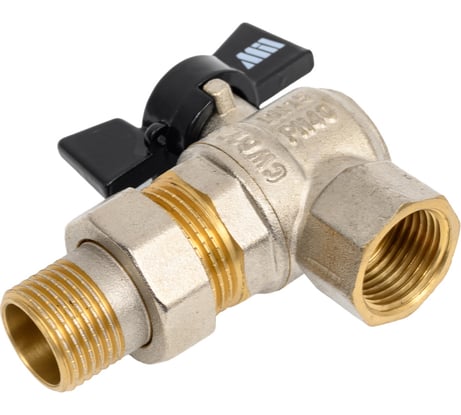 Шаровой кран угловой 1/2" внутренняя/наружная резьба латунный никелированный с накидной гайкой для воды ручка-бабочка Millennium KVBGU1212