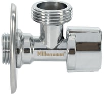 Шаровой кран угловой 1/2"×3/4" наружная/наружная резьба латунный никелированный с отражателем для воды, отопления и сантехники Millennium KVCU3412