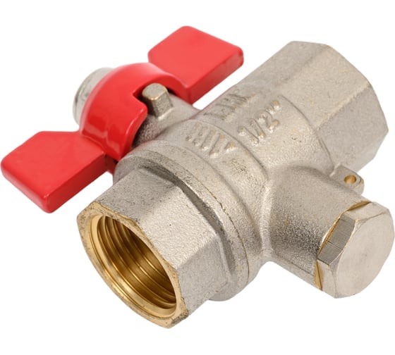 Шаровой кран 1/2" внутренняя/внутренняя резьба латунный никелированный для подключения датчика температуры Millennium KPDT1210 1