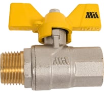 Шаровой кран Millennium латунный,никилерованный для газа 1/2" внутренняя/наружная резьба ручка-бабочка KGBFM1212