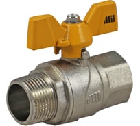 Шаровой кран латунный никелированный для газа 3/4" ручка-бабочка Millennium KGBFM3434