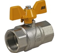 Шаровой кран латунный никелированный для газа 1/2" ручка-бабочка Millennium KGBFF1212