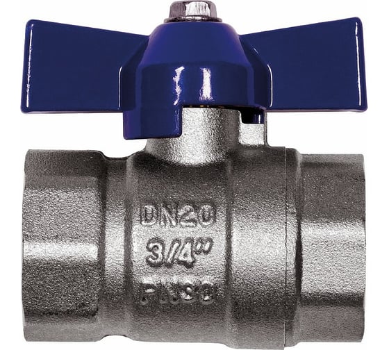 Шаровой кран RM -L Nickel 3/4 ВР-ВР муфтовый, никелированный, бабочка Ду20 Ру30 RMLn-34FFB 1
