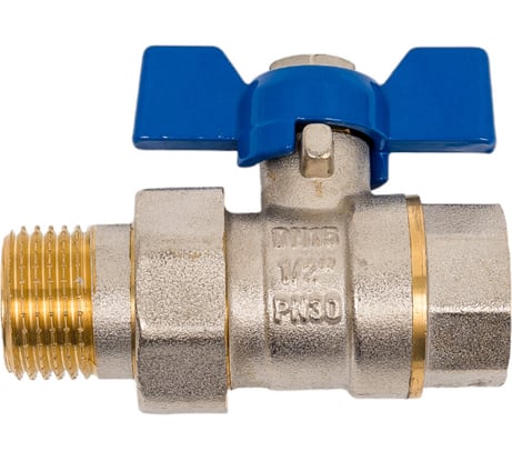 Шаровой кран с американкой RM -L 1/2 никелированный, бабочка Ду15 Ру30 НК 11Б27п1 RML-12FFLA