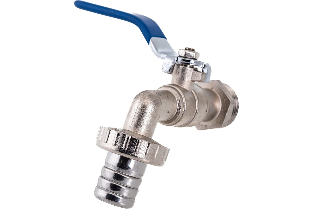 Шаровой кран со штуцером RM 3/4 водоразборный, никелированный, ручка VN ...