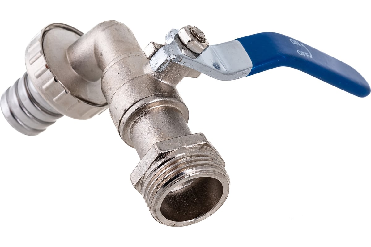 Шаровой кран со штуцером RM 3/4 водоразборный, никелированный, ручка VN ...