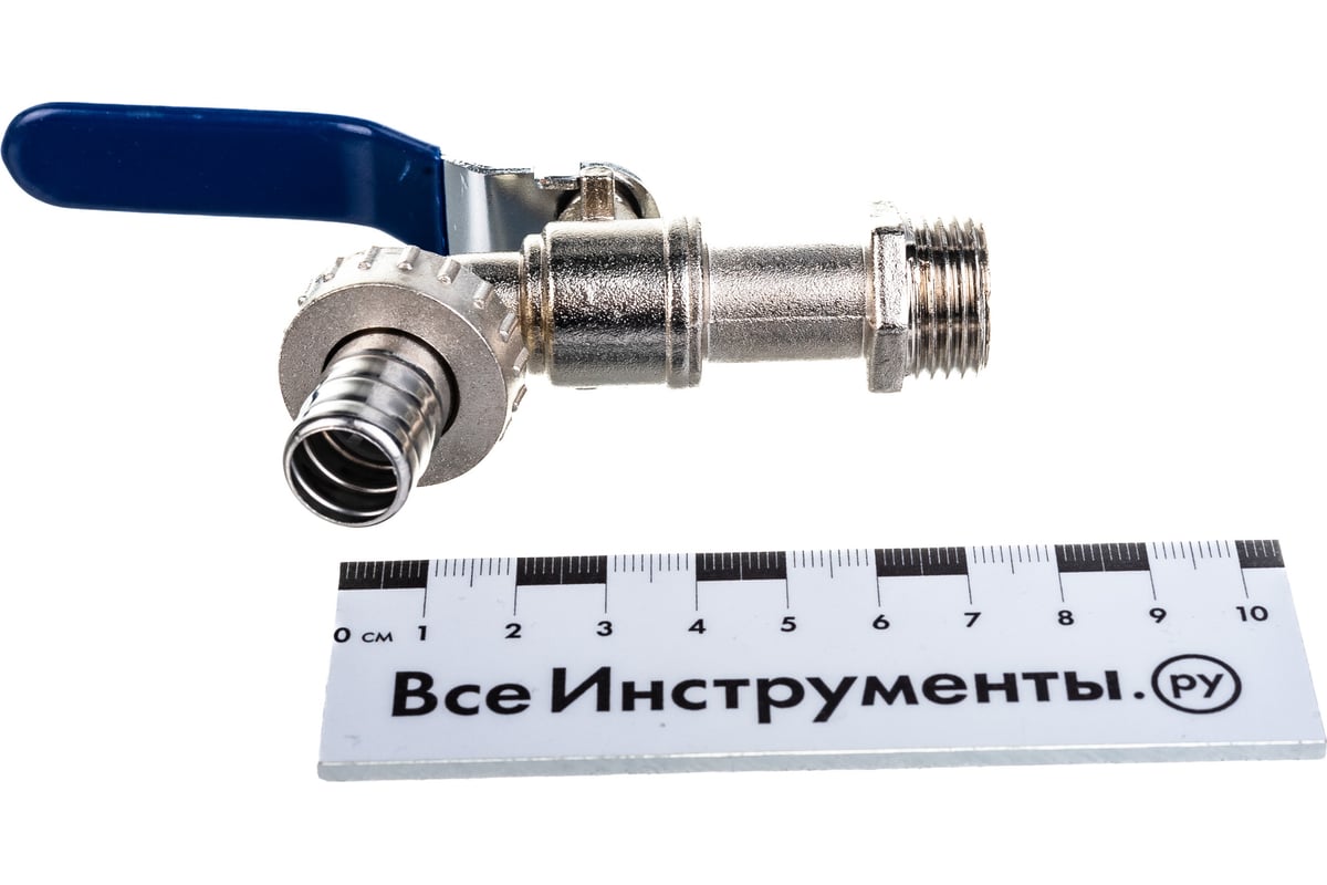 Шаровой кран со штуцером RM 1/2 водоразборный, никелированный ручка VN ...