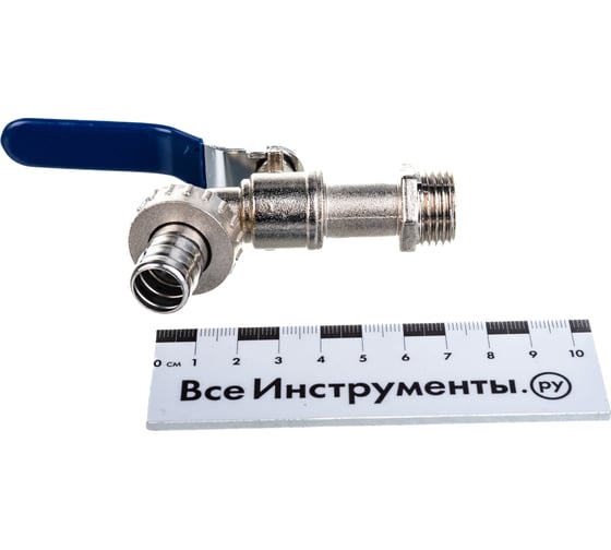 Шаровой кран со штуцером RM 1/2 водоразборный, никелированный ручка VN-CN12