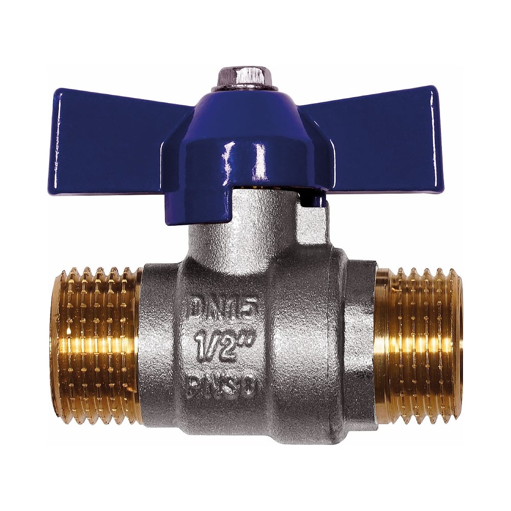 Шаровой кран RM -L Nickel 1/2 НР-НР муфтовый, никелированный, бабочка ...