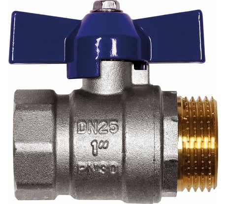 Шаровой кран RM -L Nickel 1 ВР-НР муфтовый, никелированный, бабочка Ду25 Ру30 НК 11Б27п1 RMLn-1FMB