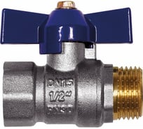 Шаровой кран RM -L Nickel 1/2 ВР-НР муфтовый, никелированный, бабочка Ду15 Ру30 Ln-12FMB RMLn-12FMB