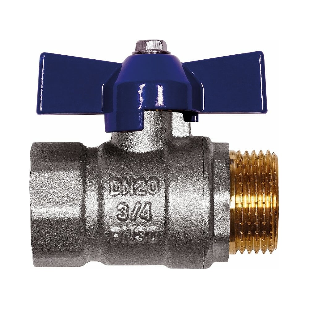 Шаровой кран RM -L Nickel 3/4 ВР-НР муфтовый, никелированный, бабочка ...