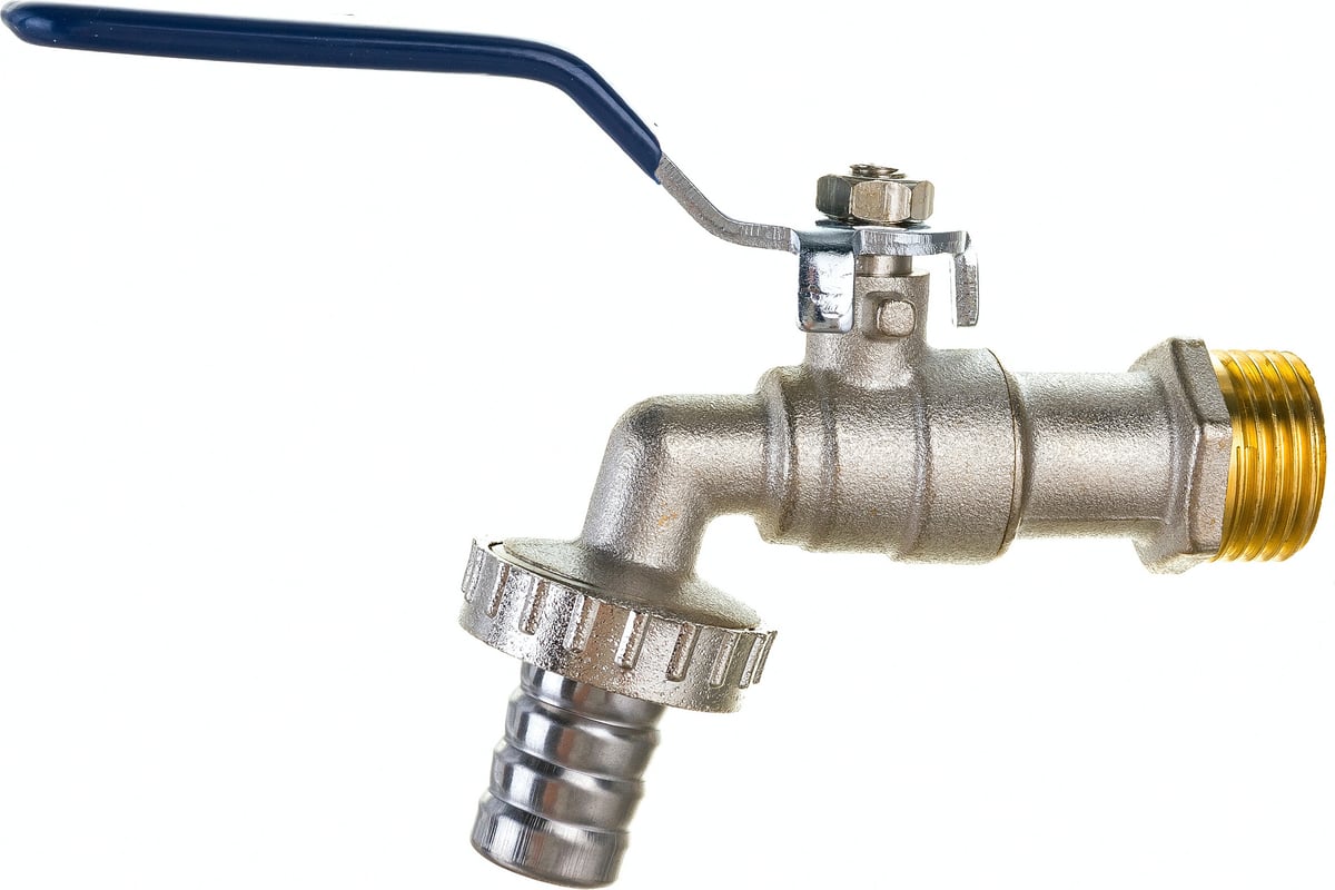 Шаровой кран со штуцером RM 1/2 водоразборный, никелированный, ручка VN ...
