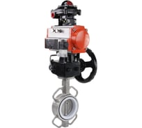 Затвор DN.ru Ду250 Ру16, PTFE, пневмопривод SA-210, пневмораспред.220В,бкв,ручной дублер D050-00185