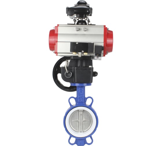 Затвор DN.ru WCB-316L-PTFE Ду40 Ру16 с пневмоприводом, пневмораспределителем, БКВ, дублером D050-00351