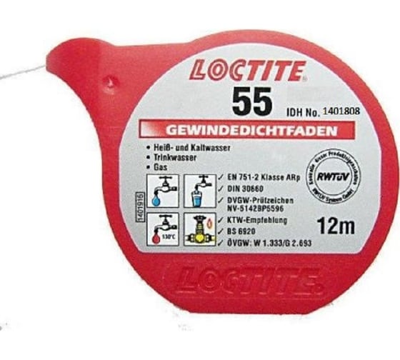 Герметизирующая нить для газа и питьевой воды LOCTITE 55 24х12 м 1401808 1
