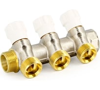 Коллектор Uni-Fitt НВ 1x3 вых 3/4 ЕК 40 мм с вентилями, никелированный 400N4331