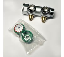 Коллектор Uni-Fitt НВ 1 2x3/4 EK 45 мм с выходами под 90', хромированный с вентилями 414C4320