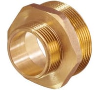 Ниппель латунный никелированный переходной 1 1/2"×1 1/4" с наружной резьбой для соединения труб разного диаметра Millennium LBMM4032
