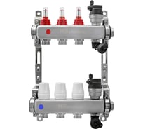 Коллекторная группа 1" из нержавеющей стали для тёплого пола с расходомером на 3 выхода без кранов Millennium KGBT1103