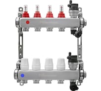 Коллекторная группа Millennium 1" для теплого пола из нержавеющей стали с расходомером на 4 выхода без кранов KGBT1104