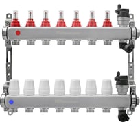 Коллекторная группа Millennium 1" для теплого пола 7-ми контурная с расходомерами | Нержавеющая сталь KGBT1107