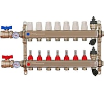 Коллекторная группа Millennium 1" для теплого пола 7-ми контурная с кранами и расходомерами | Нержавеющая сталь KGKR1007