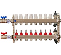 Коллекторная группа Millennium 1" для теплого пола 8-ми контурная с кранами и расходомерами | Нержавеющая сталь KGKR1008