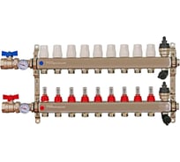 Коллекторная группа Millennium 1" для теплого пола 9-ти контурная с кранами и расходомерами | Нержавеющая сталь KGKR1009