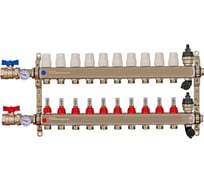 Коллекторная группа Millennium 1" для теплого пола 10-ти контурная с кранами и расходомерами | Нержавеющая сталь KGKR1010