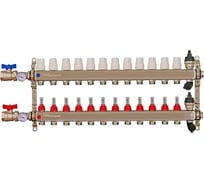 Коллекторная группа Millennium 1" для теплого пола 12-ти контурная с кранами и расходомерами | Нержавеющая сталь KGKR1012