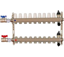 Коллекторная группа Millennium 1" для отопления 9-ти контурная с кранами | Нержавеющая сталь KGKT1109