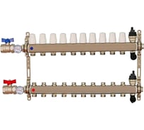 Коллекторная группа Millennium 1" для отопления 10-ти контурная с кранами | Нержавеющая сталь KGKT1110