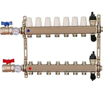 Коллекторная группа Millennium 1" для отопления 7-ми контурная с кранами | Нержавеющая сталь KGKT1107