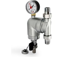 Фильтр промывной поворотный Uni-Fitt Н 1/2, со сливным шаровым краном и манометром, хромированный 218C2010