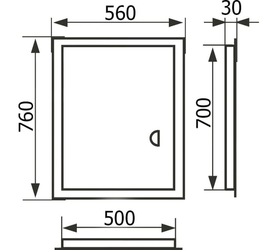 Люк ревизионный EVECS ЛТМп фланец 500x700 ручка магнит 560x760 окраш.сталь ЛТ5070Мп